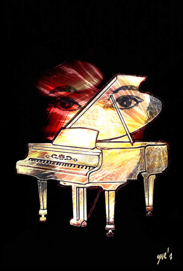 Digital Arts titled "Le piano et la fille" by Yve'S, Original Artwork, 2D Digital Work