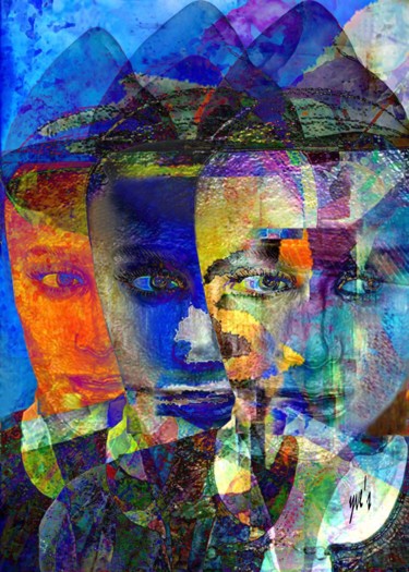 Digitale Kunst mit dem Titel "Les triplés" von Yve'S, Original-Kunstwerk, 2D digitale Arbeit
