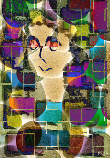 Arts numériques intitulée "Femme pensive" par Yve'S, Œuvre d'art originale, Travail numérique 2D
