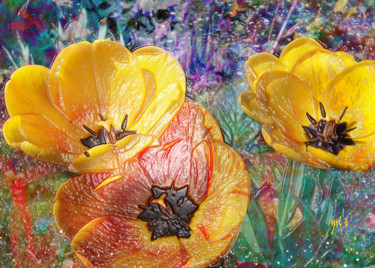 Digitale Kunst mit dem Titel "Tulipes 2" von Yve'S, Original-Kunstwerk, 2D digitale Arbeit