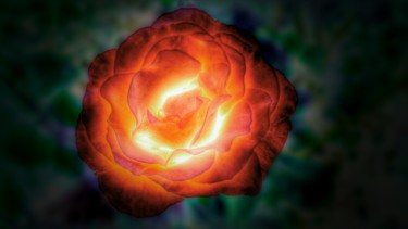 Arts numériques intitulée "Rose de feu" par Yve'S, Œuvre d'art originale, Photo montage