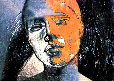 Digitale Kunst mit dem Titel "La romancière" von Yve'S, Original-Kunstwerk, 2D digitale Arbeit
