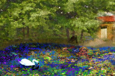 Arts numériques intitulée "L' étang" par Yve'S, Œuvre d'art originale, Travail numérique 2D