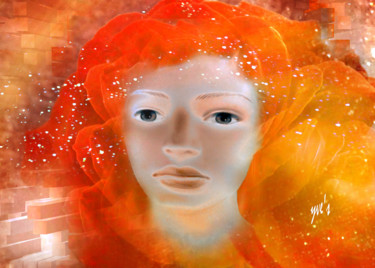 Artes digitais intitulada "Orange hair" por Yve'S, Obras de arte originais, Trabalho Digital 2D