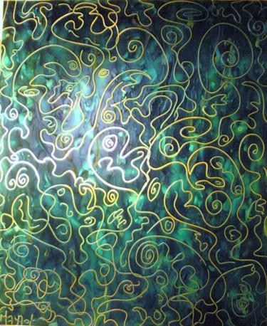 Peinture intitulée "Jardin vert (Avec d…" par Maya, Œuvre d'art originale, Autre