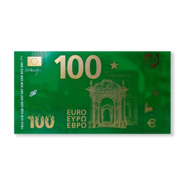 Sculpture titled "PCB Euros (€100)" by Imbue, Original Artwork, Plastic Mounted on Glass