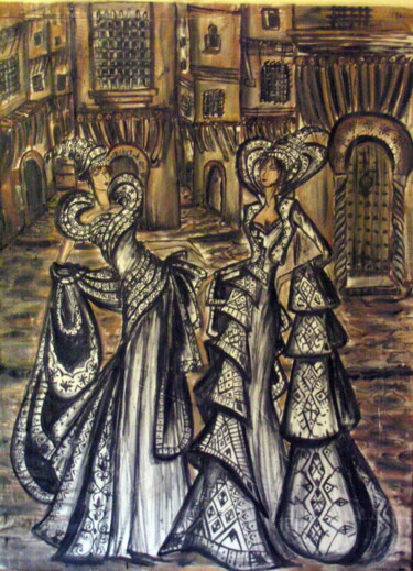 Peinture intitulée "Casba baroque" par Imene Mebarki, Œuvre d'art originale, Huile