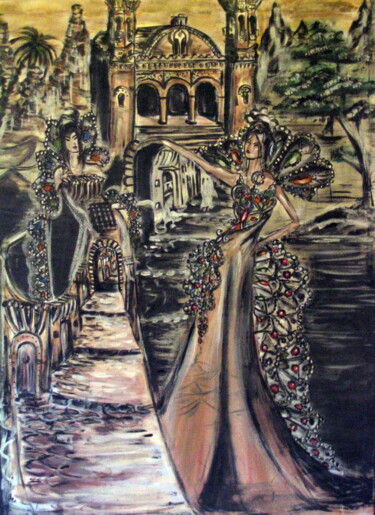 Painting titled "Traditionnelle" by Imene Mebarki, Original Artwork, Oil