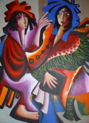Peinture intitulée "Tenue de fête" par Imene Mebarki, Œuvre d'art originale, Huile