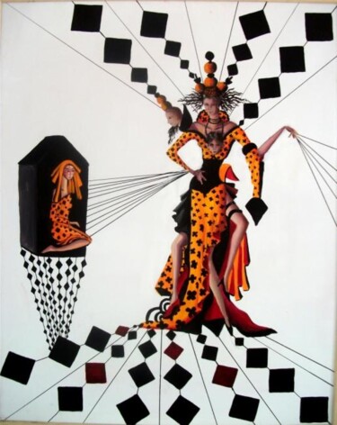 Peinture intitulée "Arlequin clown" par Imene Mebarki, Œuvre d'art originale, Huile