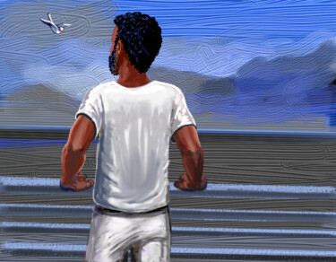 Arte digital titulada "Looking at the hori…" por Imjf, Obra de arte original, Pintura Digital