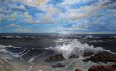 Malerei mit dem Titel "Sea side" von Jan-Chris Cilliers, Original-Kunstwerk, Öl