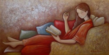 Peinture intitulée "La lettrice" par Roberta Imperatori, Œuvre d'art originale