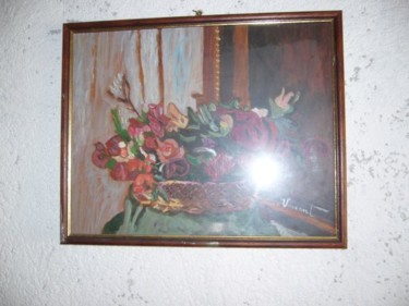 Pittura intitolato "cesto di fiori" da Vincent, Opera d'arte originale