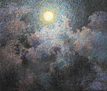 Картина под названием "Цветение луны." - Improviz, Подлинное произведение искусства, Масло
