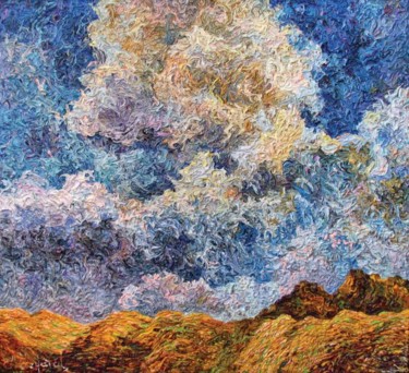 Картина под названием "небесный шторм" - Improviz, Подлинное произведение искусства, Масло