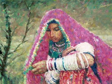 Painting titled "Ghunghat" by Imran Zaib, Original Artwork