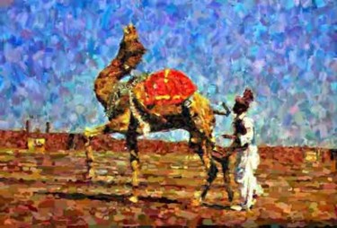 Painting titled "Dancing Camel" by Imran Zaib, Original Artwork, Oil