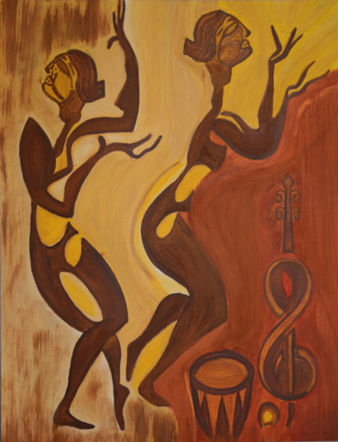 Painting titled "Dance-to-enjoy.jpg" by Imtiaz Hussain, Original Artwork, Oil