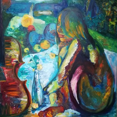 Peinture intitulée "harmonie femme nue" par Muxian Declerck, Œuvre d'art originale, Huile
