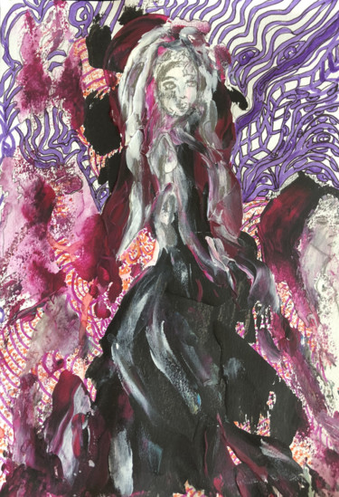 Peinture intitulée "Violet Haze" par Inaam Obaidi Onsi, Œuvre d'art originale, Acrylique