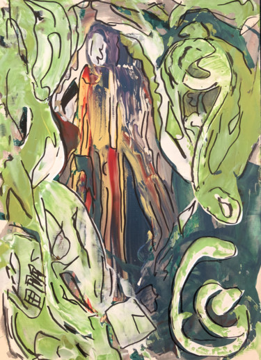 Peinture intitulée "Find me in the Gard…" par Inaam Obaidi Onsi, Œuvre d'art originale, Acrylique