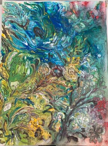 제목이 "Floral"인 미술작품 Inaam Obaidi Onsi로, 원작, 아크릴