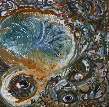 Painting titled "Peacock" by Inaam Obaidi Onsi, Original Artwork, Acrylic