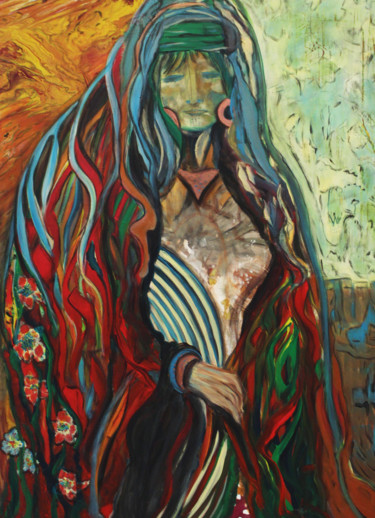 Schilderij getiteld "Gypsy" door Inaam Obaidi Onsi, Origineel Kunstwerk, Acryl