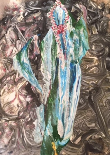 Painting titled "Woman in blue" by Inaam Obaidi Onsi, Original Artwork, Acrylic
