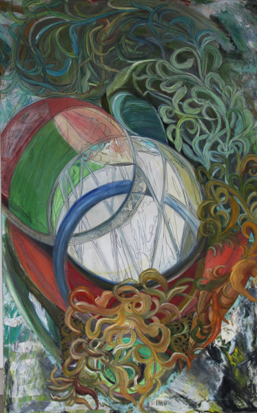 Painting titled "Circle of life" by Inaam Obaidi Onsi, Original Artwork, Acrylic