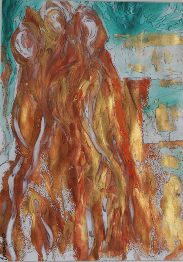 Peinture intitulée "Firelight" par Inaam Obaidi Onsi, Œuvre d'art originale, Émail