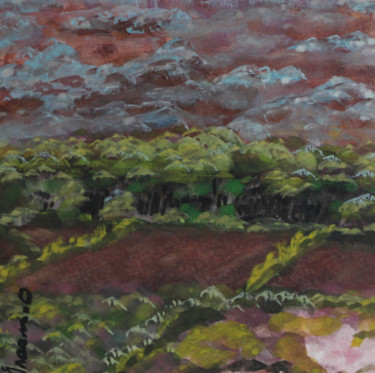 Peinture intitulée "Autumn fields" par Inaam Obaidi Onsi, Œuvre d'art originale, Acrylique