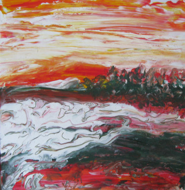 Peinture intitulée "Sunset" par Inaam Obaidi Onsi, Œuvre d'art originale, Acrylique