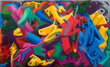 Картина под названием "Urban Degrade" - Marcos Inácio, Подлинное произведение искусства, Масло Установлен на Деревянная рама…