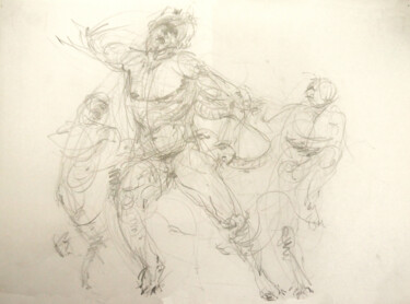 Tekening getiteld "Laocoon (study)" door Iñaki Martinez De Arbulo, Origineel Kunstwerk, Potlood