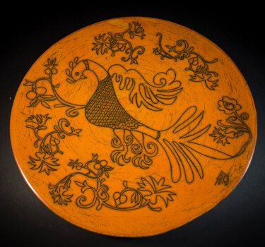 Scultura intitolato "Plato pájaro" da Iñaki San, Opera d'arte originale, Ceramica