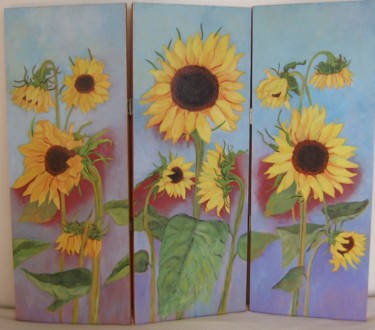 Painting titled "Sunflowers" by Inara Cedrins, Original Artwork