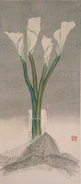 Картина под названием "calla lilies" - Inara Cedrins, Подлинное произведение искусства, Другой