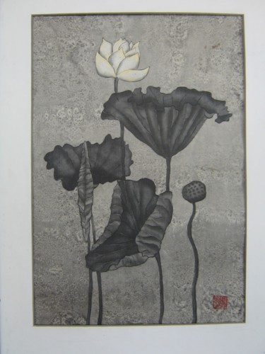 Painting titled "lotus 1" by Inara Cedrins, Original Artwork, Other