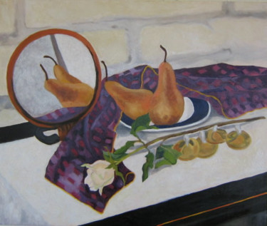 Painting titled "Pears" by Inara Cedrins, Original Artwork, Oil