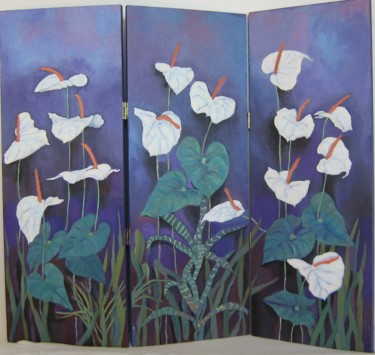 Painting titled "Anthuriums Talking…" by Inara Cedrins, Original Artwork