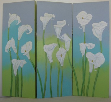 Painting titled "Calla Lilies" by Inara Cedrins, Original Artwork, Acrylic