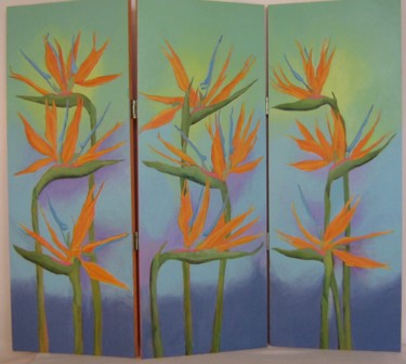 Painting titled "Birds of Paradise" by Inara Cedrins, Original Artwork, Acrylic