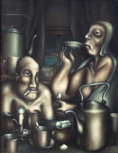 Картина под названием "Чаепитие" - Алексей Ильин, Подлинное произведение искусства, Другой