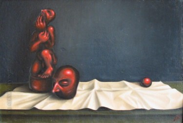 Картина под названием "Натюрморт с красным…" - Алексей Ильин, Подлинное произведение искусства