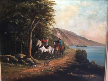 Tableau Ancien. Don Quichote Et Sancho Pansa ? Signé A.Kubin Peinture intitulée "Tableau Ancien. Don…" par Inconnu, Œuvre d'art originale, Huile Monté sur Châssis