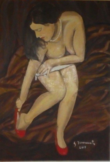Pittura intitolato "Ritratto di donna s…" da Giovanni Incoronato, Opera d'arte originale