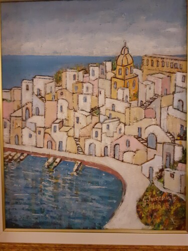 Painting titled "2018 Procida" by Giovanni Incoronato, Original Artwork, Oil Mounted on Wood Stretcher frame