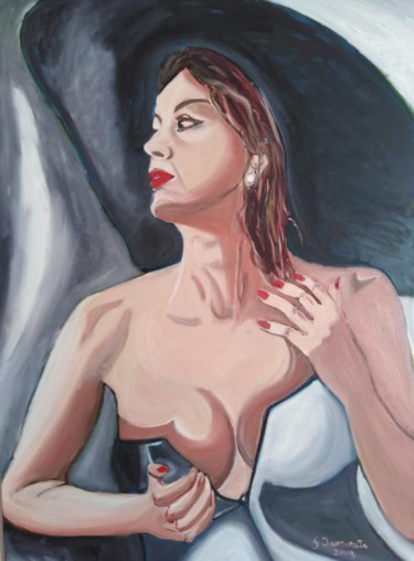 Pittura intitolato "Ritratto di donna 3" da Giovanni Incoronato, Opera d'arte originale, Olio Montato su Telaio per barella…